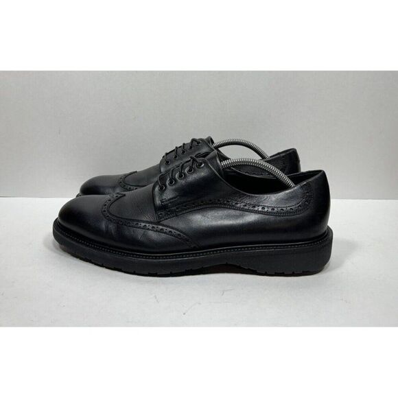 Salvatore Ferragamo Concorde Mens 10.5 EE Wide Black Calf Leather Wingtip Shoes - Picture 3 of 8